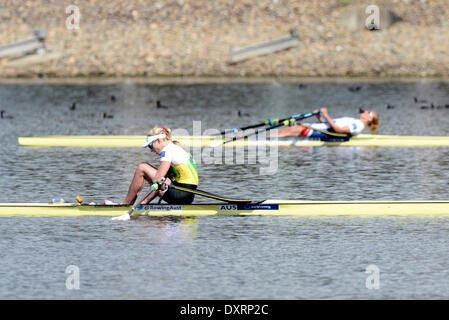 Penrith, Australien. 30. März 2014. Besiegte Kim Crow aus Australien im Damen-Einzel Scull (WM) Finale im Sydney International Regatta Centre. Bildnachweis: Aktion Plus Sport/Alamy Live-Nachrichten Stockfoto