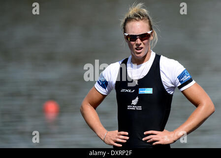 Penrith, Australien. 30. März 2014. Neue Neuseelands Emma Twigg nach dem Gewinn der Womens Single Scull(World Cup) Finale im Sydney International Regatta Centre. Bildnachweis: Aktion Plus Sport/Alamy Live-Nachrichten Stockfoto