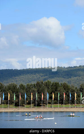 Penrith, Australien. 30. März 2014. Aktion von Mens Double Scull (WM) Finale im Sydney International Regatta Centre. Bildnachweis: Aktion Plus Sport/Alamy Live-Nachrichten Stockfoto