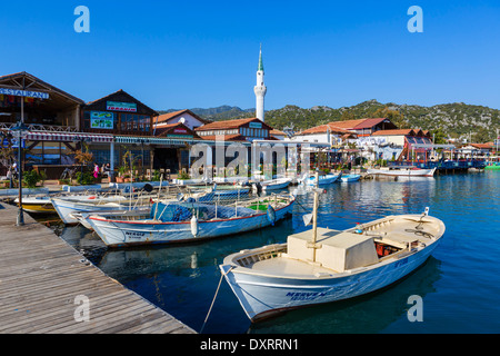 Hafen Sie bei Ucagiz in der Nähe von Kekova Insel, türkische Riviera, Provinz Antalya, Türkei Stockfoto