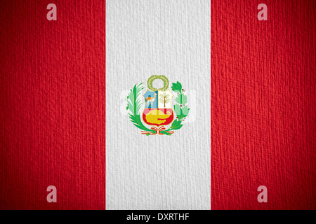 Flagge von Peru oder peruanischen Banner auf Papierhintergrund Stockfoto
