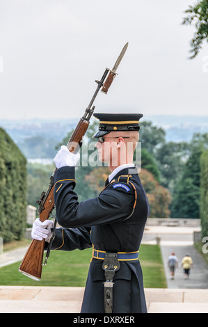 Ehrengarde, Grabmal der unbekannten, Nationalfriedhof Arlington, Virginia Stockfoto