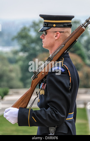 Ehrengarde, Grabmal der unbekannten, Nationalfriedhof Arlington, Virginia Stockfoto