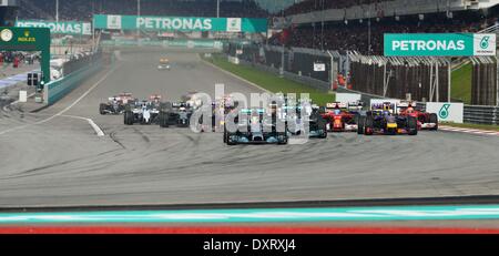 Sepang, Malaysia. 30. März 2014. Mercedes GP Fahrer Lewis Hamilton von Großbritannien fährt während der malaysische Formel Eins Grand Prix in Sepang International Circuit in Sepang, Malaysia, 30. März 2014. Hamilton gewann das Rennen. Bildnachweis: Chong Voon Chung/Xinhua/Alamy Live-Nachrichten Stockfoto