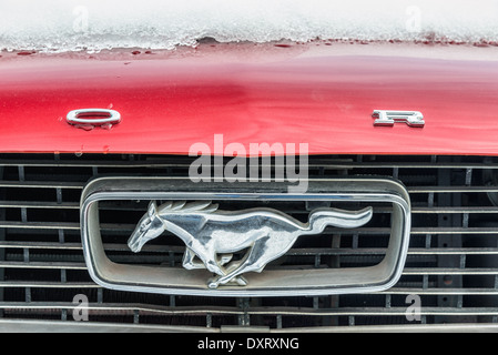 Ford Mustang Logo, Bubbas Ostküste Ruten & Zoll, Fairfax Boulevard, Fairfax, Virginia Stockfoto