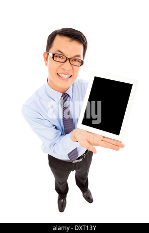 Geschäftsmann mit einem Tablet im Studio anzeigen Stockfoto