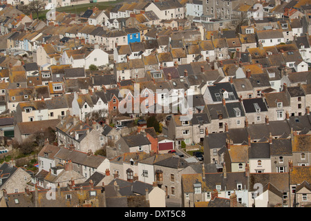 Luftaufnahme der Stadt auf Portland Bill, Dorset UK Stockfoto