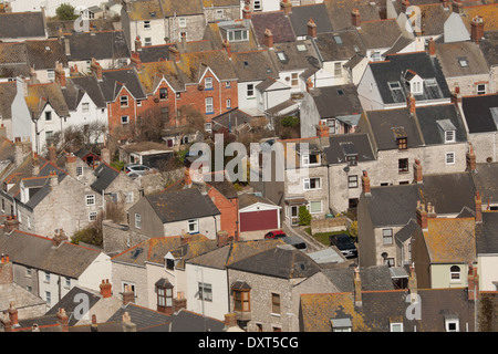 Luftaufnahme der Stadt auf Portland Bill, Dorset UK Stockfoto