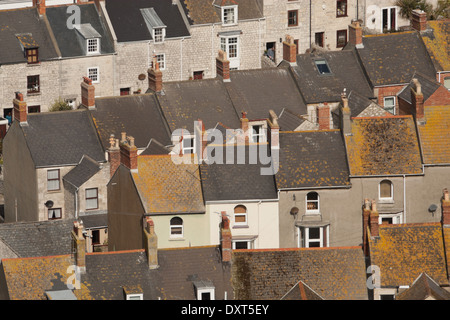 Luftaufnahme der Stadt auf Portland Bill, Dorset UK Stockfoto