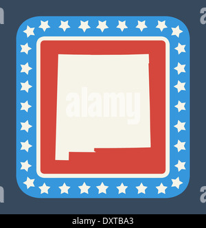 New-Mexico Zustand Taste auf amerikanische Flagge in flachen Web-Design-Stil, isoliert auf weißem Hintergrund. Stockfoto