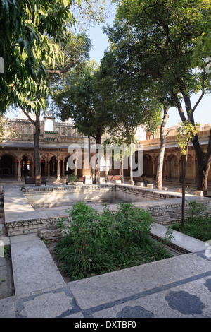 Indien, Rajasthan, Udaipur, Stadt Schlossanlage Stockfoto