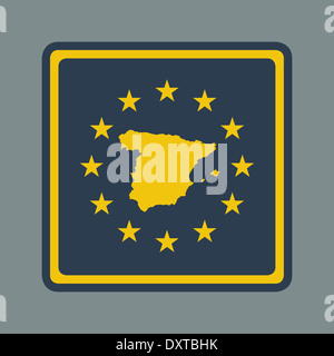 Europäischen Spanien Flagge Button im flachen ansprechende Web-Design-Stil mit Beschneidungspfad isoliert. Stockfoto