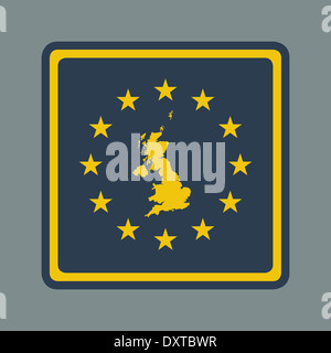 Vereinigtes Königreich europäische Flagge Button im flachen ansprechende Web-Design-Stil mit Beschneidungspfad isoliert. Stockfoto