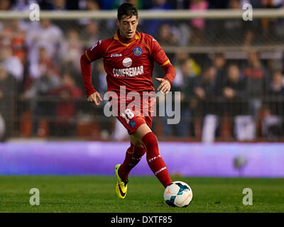 Valencia, Spanien. 30. März 2014. Mittelfeldspieler Escudero von Getafe CF in Aktion während der La Liga-Spiel zwischen Valencia CF und Getafe im Mestalla-Stadion, Valencia-Credit: Action Plus Sport/Alamy Live News Stockfoto