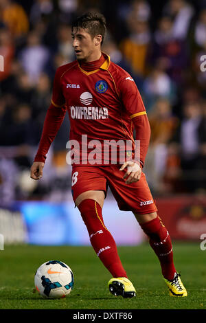 Valencia, Spanien. 30. März 2014. Mittelfeldspieler Escudero von Getafe CF in Aktion während der La Liga-Spiel zwischen Valencia CF und Getafe im Mestalla-Stadion, Valencia-Credit: Action Plus Sport/Alamy Live News Stockfoto