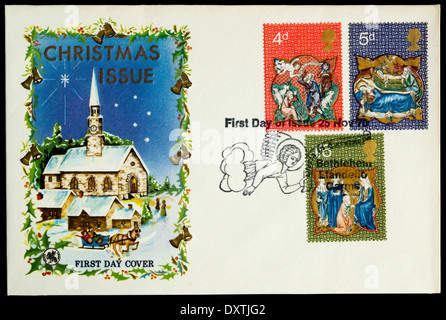 1970 Weihnachten Frage erste Tag behandeln, Poststempel in Betlehem in Wales. Stockfoto