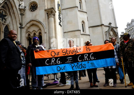 London, UK. 31. März 2014. Die Demonstration ist, markieren Sie die zweitägige Beschwerde gegen die Ablehnung der High Court die gerichtliche Überprüfung von der MPA im April von Olivier Bancoult gebracht. Die Inselbewohner Kampf zurück nach Hause führte zu einem jahrzehntelangen Rechtsstreit im Vereinigten Königreich Gerichte Credit: Rachel Megawhat/Alamy Live News Stockfoto