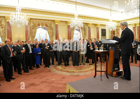 Sekretär Kerry liefert Hinweise auf den globalen Häuptlingen der Mission Konferenz Empfang Stockfoto