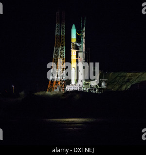 Die NASA-Mission Global Precipitation Measurement (GPM), die mit der H-IIA-Rakete gestartet wurde, überwacht globale Niederschlagsmuster und liefert wichtige Daten für Wettervorhersagen und Klimaforschung. Die Mission wird von der Japan Aerospace Exploration Agency (JAXA) unterstützt. Stockfoto