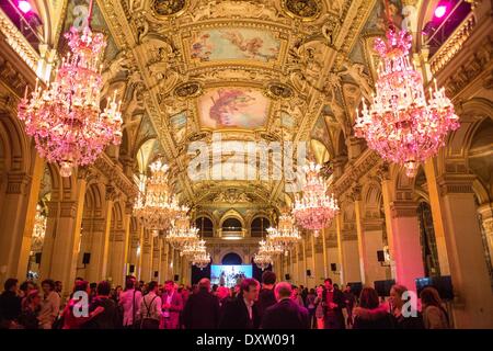 30. März 2014 - Feier der neu gewählte Bürgermeister von Paris, Partei französische sozialistische (PS) Anne Hidalgo in Paris am 30. März 2014. Anne Hidalgo, der Kandidat der französischen sozialistischen Regierungspartei, werden der erste weibliche Bürgermeister von Paris nach kommunalen Wahlen gewinnen in der französischen Hauptstadt heute Wahltagsbefragungen angegeben. (Foto von Michael Bunel/NurPhoto) (Kredit-Bild: © Michael Bunel/NurPhoto/ZUMAPRESS.com) Stockfoto