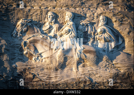 Atlanta, Georgia Wahrzeichen Stone Mountain Park Confederate Memorial schnitzen. USA. Stockfoto