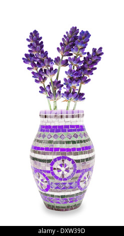 Lavendel Vase isoliert auf weiss Stockfoto