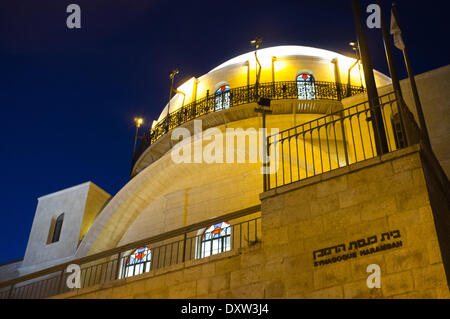 Jerusalem, Israel. 31. März 2014. Die Ramban-Synagoge im jüdischen Viertel, gegründet im Jahre 1267, ist das zweite älteste aktive Synagoge in der Altstadt von Jerusalem. Bildnachweis: Nir Alon/Alamy Live-Nachrichten Stockfoto