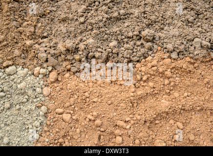 Natürlichen sandigen Boden Hintergrund: braun, grau und rot. Stockfoto