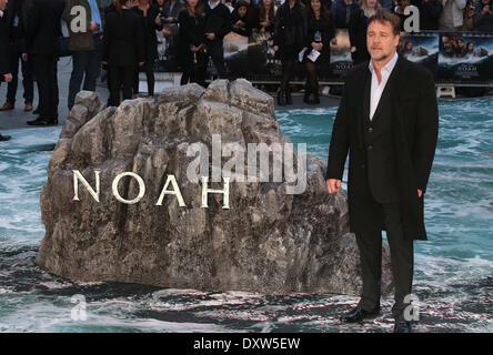 London, UK, 31. März 2014 Russell Crowe kommt bei der UK-Premiere von "Noah" im Odeon Leicester Square Credit: MRP/Alamy Live News Stockfoto