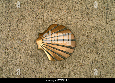 Das Muschel-Symbol der El Camino De Santiago De Compostela Stockfoto