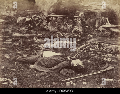 Ein Scharfschütze letzten Schlaf, Gettysburg, Pennsylvania, Juli 1863 Stockfoto