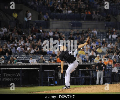 Tampa, Florida, USA. 28. März 2014. Masahiro Tanaka (Yankees) MLB: Masahiro Tanaka von der New York Yankees Stellplätze in einem Frühling Training Baseball-Spiel gegen die Miami Marlins an George M. Steinbrenner Field in Tampa, Florida, Vereinigte Staaten von Amerika. © AFLO/Alamy Live-Nachrichten Stockfoto