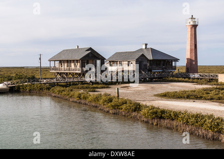 Aransas Pass Leuchtturm, auch bekannt als Lydia Ann Lighthouse in Aransas Bay, in der Nähe von Port Aransas, Texas. Stockfoto