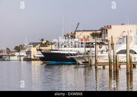 Port Aransas, Texas, Fischerdorf und den Hafen. Stockfoto