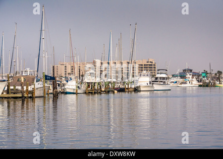 Port Aransas, Texas, Fischerdorf und den Hafen. Stockfoto