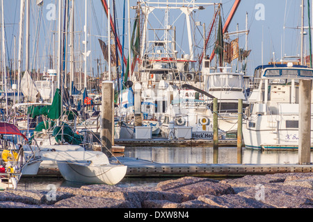 Port Aransas Hafen und Fischerdorf in Port Aransas, Texas. Stockfoto