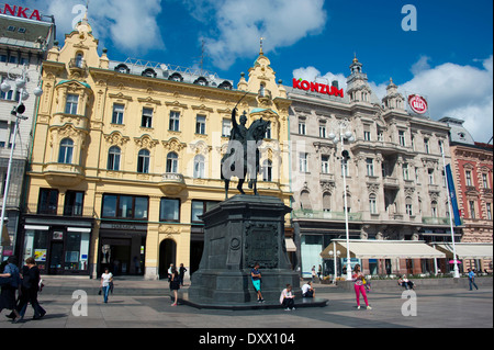 Ban Jelačić Statue in Ban-Jelačić-Platz, Unterstadt, Zagreb, Kroatien Stockfoto