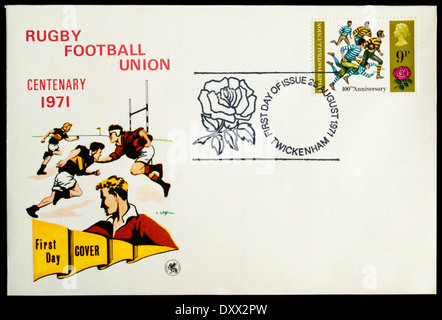 1971 erste Tag decken feiern das hundertjährige Jubiläum der Rugby Football Union, Poststempel in Twickenham. Stockfoto