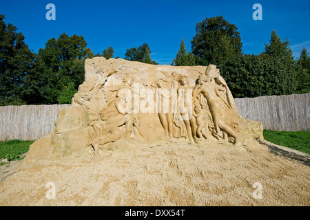 Sandskulpturen nach Rubens, das Urteil des Paris, internationale Sand Skulptur Ausstellung, Ludwigsburg Stockfoto