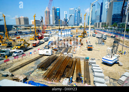 Großbaustelle in Downtown Dubai Vereinigte Arabische Emirate Stockfoto