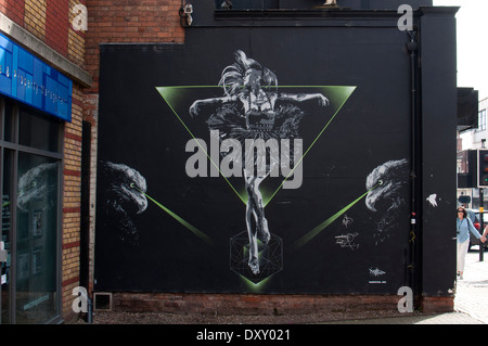 Gay Village, Birmingham, UK. Kunstwerk auf die fehlende Bar. Stockfoto