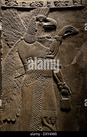 Unter der Leitung von Adler Schutzgeist. Assyrische, über 865-860 BC. Aus Nimrud, Tempel des Ninurta Stockfoto