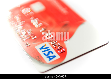 Visa-Debitkarte hautnah Stockfoto