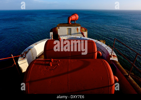 Nebelhorn auf den Mull of Galloway, Rhins, Dumfries and Galloway, Schottland Mull of Galloway. Die meisten südlichste Punkt in Schottland Stockfoto