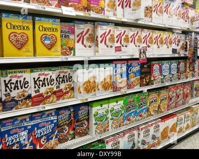 Getreide-Abschnitt, Publix Supermarkt in Tampa, Florida Stockfoto