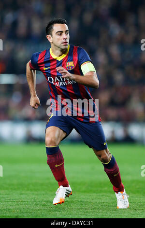 Barcelona, Spanien. 1. April 2014. Xavi (Barcelona) Fußball: UEFA Champions League Runde 8, 1. Etappe match zwischen FC Barcelona 1: 1-Atletico de Madrid im Camp Nou in Barcelona, Spanien. Kredit: D. Nakashima/AFLO/Alamy Live-Nachrichten Stockfoto