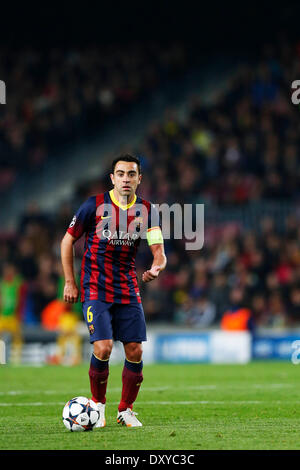 Barcelona, Spanien. 1. April 2014. Xavi (Barcelona) Fußball: UEFA Champions League Runde 8, 1. Etappe match zwischen FC Barcelona 1: 1-Atletico de Madrid im Camp Nou in Barcelona, Spanien. Kredit: D. Nakashima/AFLO/Alamy Live-Nachrichten Stockfoto