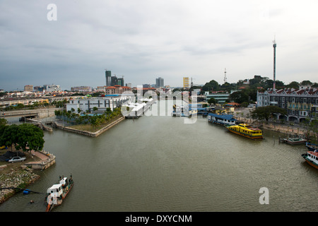 Ein Blick auf Malakka und den Fluss. Stockfoto