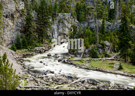 Firehole fällt auf den Firehole River im Yellowstone National Park. Stockfoto