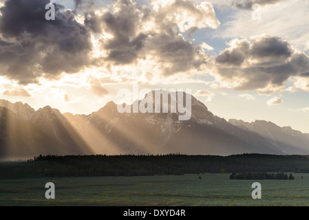 Teton Range und Clearing-Sturm. Stockfoto